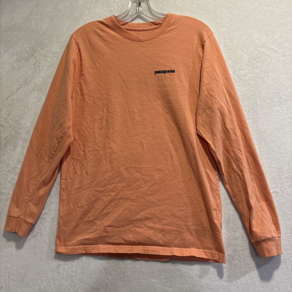 Patagonia Fitz Roy Shirt Men's Small Orange Long Sleeve Tarpon Shark Fishing